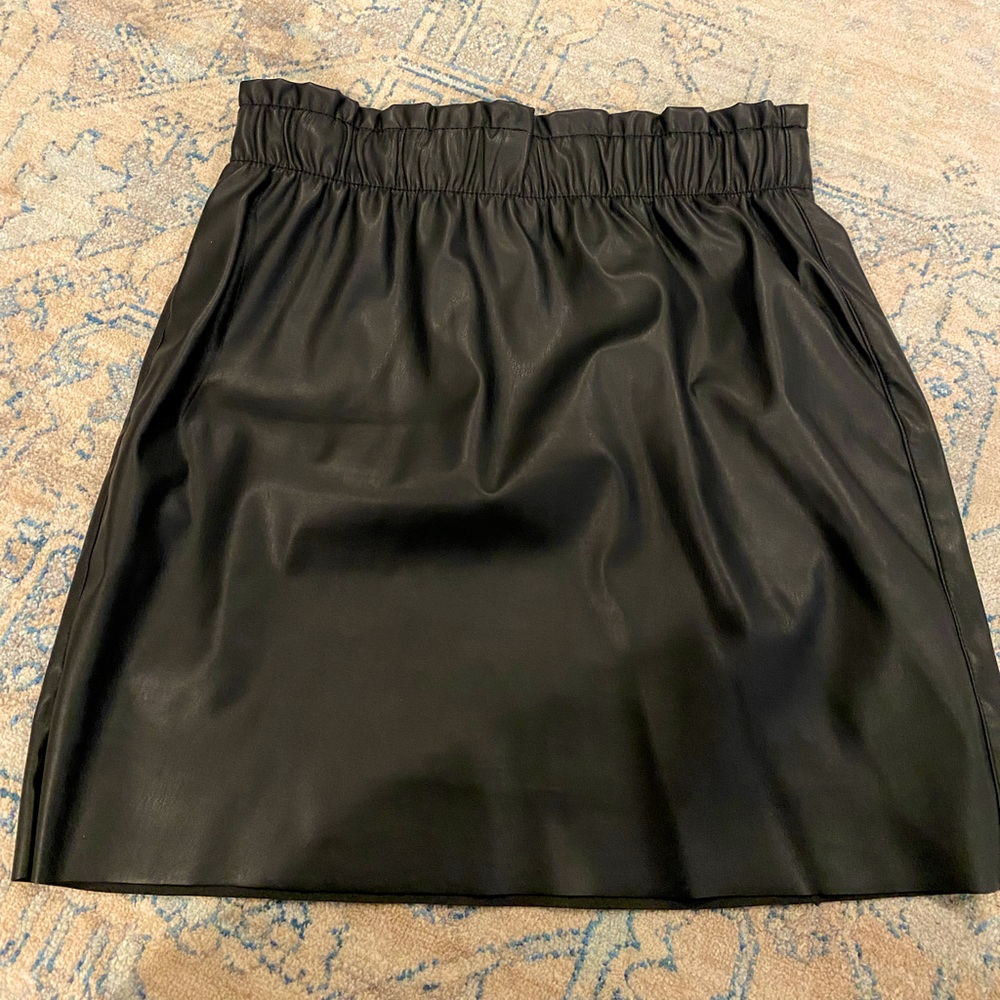 Faux leather paper bag mini skirt